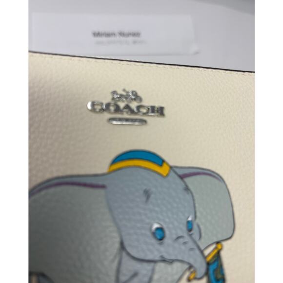 Coach Disney Dumbo Leather Long Zip Around Wallet White 88671 Limited Gift Japan - Picture 2 of 8
